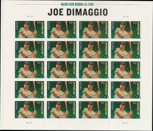 Joe Dimaggio U.S.  -  Sheet of 20  -  Stamps Scott 4697