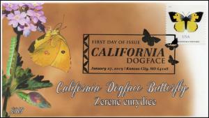 19-007, 2019, California Dog Face Butterfly, Pictorial  Postmark, FDC,