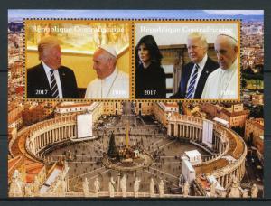 Central African Rep 2017 CTO Donald Trump Pope Francis Vatican 2v M/S I Stamps