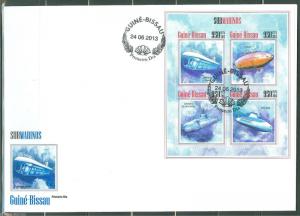 GUINEA BISSAU 2013 SUBMARINES SHEET FIRST DAY COVER