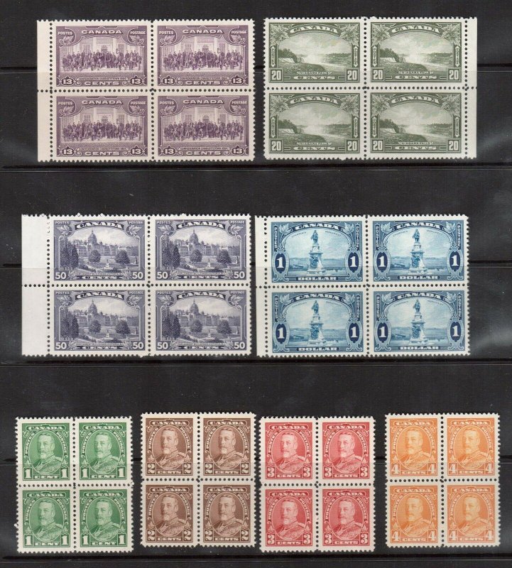 Canada #217 - #227 XF/NH Block Set