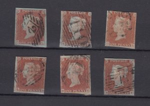 GB QV 1841 1d Red Imperf Collection Of 6 Fine Used BP6395