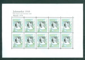 Denmark.  Christmas Seal Souvenir Sheet 1910/78 Reprint. Mnh. # 03288.