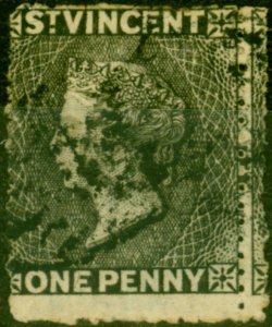 St Vincent 1871 1d Black SG15Var Double Perf at R.H Side