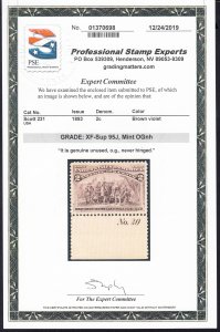 US #231 Mint NH 95J W/PSE Cert