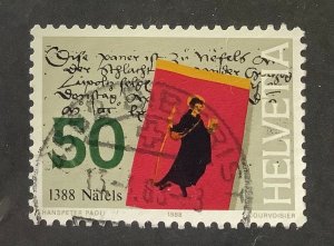 Switzerland 1988 Scott 819 used - 50c,  St Fridolins Banner