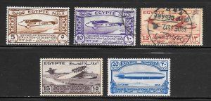 Egypt Scott 172-76 Used/Unused H - 1933 International Aviation Congress, Cairo