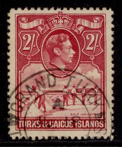 TURKS & CAICOS ISLANDS GVI SG203, 2s deep rose-carmine, FINE USED. Cat £20. CDS