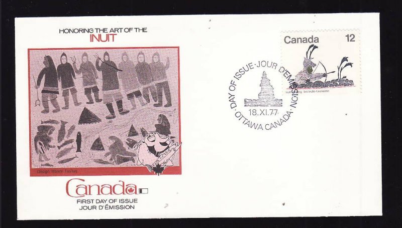 Canada-Sc#750-stamps on Fleetwood FDC-Inuit Hunting-1977-