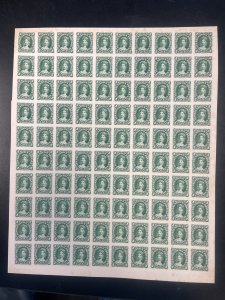 New Brunswick #7TCi Very Fine Proof Sheet Of 100 In Dark Green India On Card