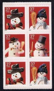 #3691C 37 cent Snowmen Stamp Mint OG NH EGRADED XF-SUPERB 95