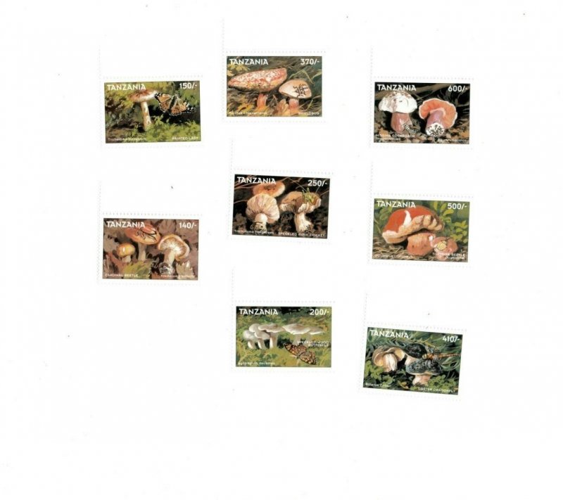 Tanzania 1998 - Mushroom Stamps - Set of 8 - MNH