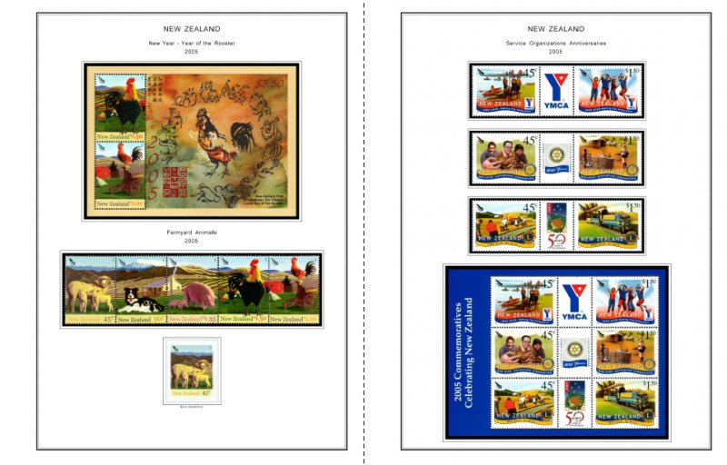 COLOR PRINTED NEW ZEALAND 2005-2010 STAMP ALBUM PAGES (80 illustrated pages)