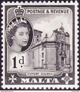 MALTA 1956 QEII 1d Black SG268 MH