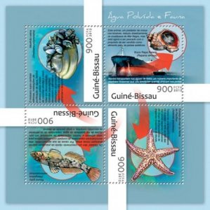 GUINE BISSAU 2012 SHEET WATER POLLUTION FAUNA FISHES MARINE LIFE SHIPS gb12709a