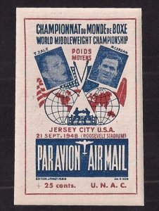 FRANCE: AIRMAIL ETIQUETTE: CERDAN BOXING THEME VERY SCARCE ITEM! Mint NH