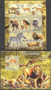 Bc1415 2005 Guinea-Bissau Animals Fauna Of Africa & Schweitzer #3215-0+Bl537 Mnh