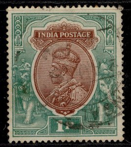 INDIA GV SG185, 1r red-brown & deep blue-green, FINE USED.