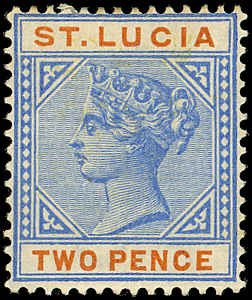 ST LUCIA Sc 30 F-VF/Mint H - 1890 2p Queen Victoria