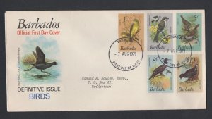 Barbados #495-511  (1979 Bird definitive issue) on 4 Post office cachet FDC