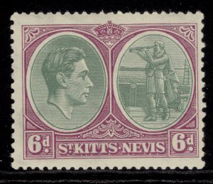 ST KITTS-NEVIS GVI SG74, 6d green & bright purple, LH MINT. Cat £14 PERF 13 X 12