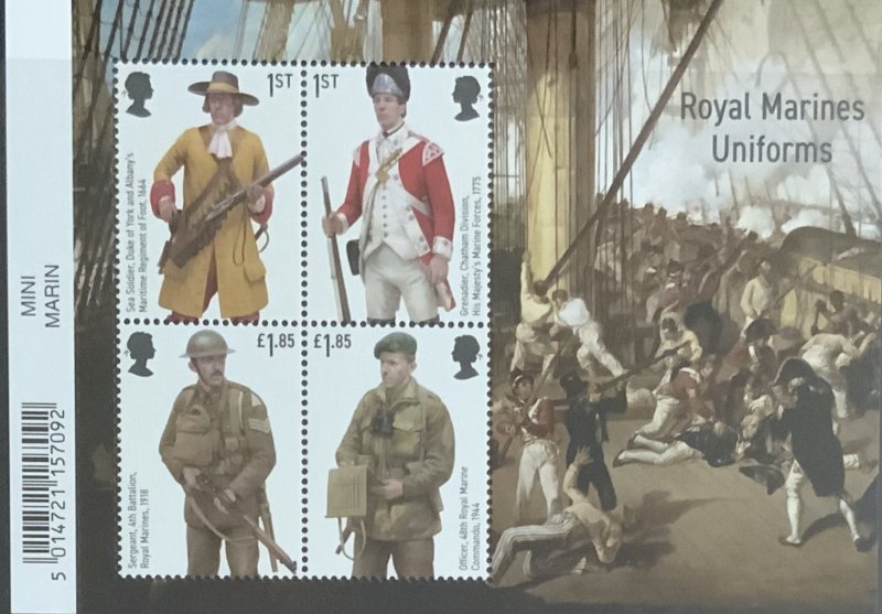 GREAT BRITAIN MINIATURE SHEET 2023 ROYAL MARINES UNIFORMS  UNMOUNTED MINT
