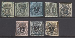 Hanover Sc 2/14  used. 1851-57 imperfs, 8 different, small faults, CV $282