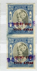 INDIA JAIPUR; 1930s-40s early Surcharged Revenue issue fine USED PAIR