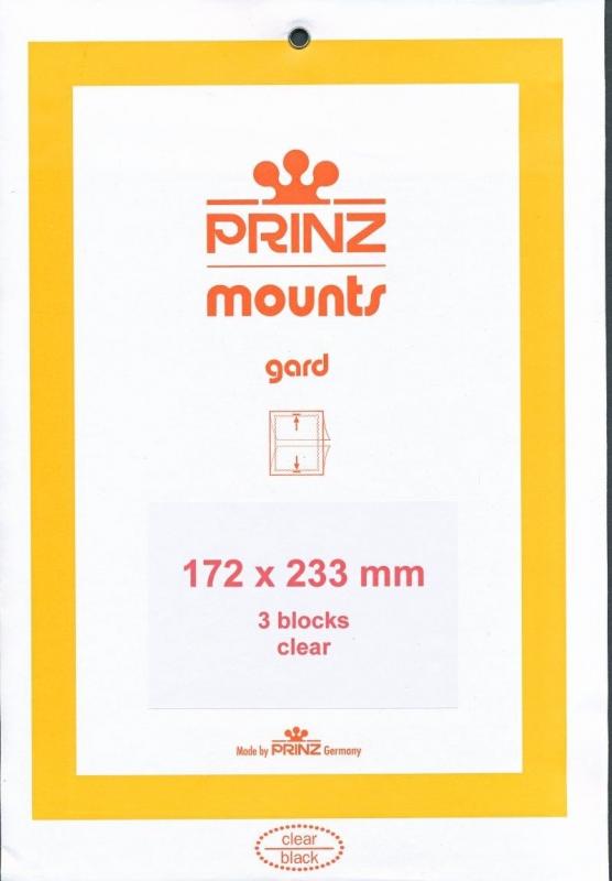 Prinz Scott Stamp Mount 172/233 mm - CLEAR - Pack of 3 (172x233  172mm)  PRECUT