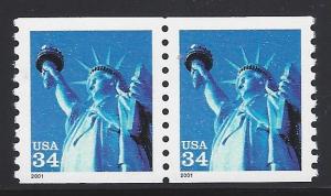 3476, COIL PAIR, NICE CENTERING, **XF**, MINT NH, $1.00 SHIP