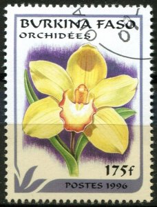 Burkina Faso Sc#1084 Used, 175fr lil & multi, Orchids (1996)