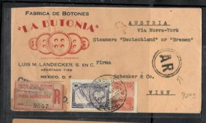 MEXICO COVER  (P2611B) 1934  5C+40C AR REGISTER COVER TO AUSTRIA 