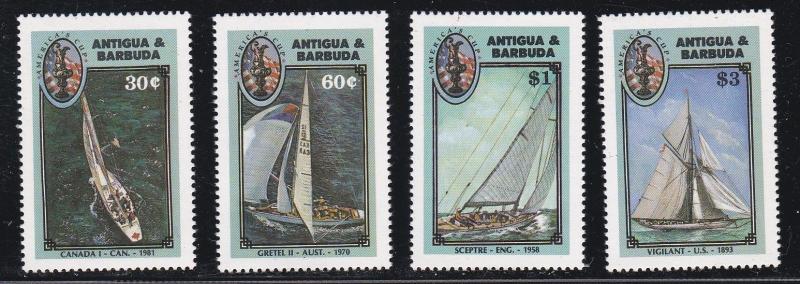 Antigua # 1000-1003, America's Cup Yacht Races, NH 1/2 Cat.