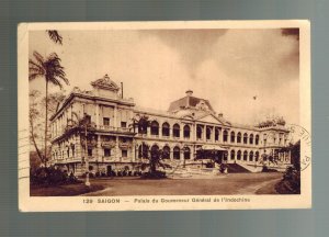 1933 Saigon Vietnam RPPC Postcard Cover To France Colonial Governor's Mansion