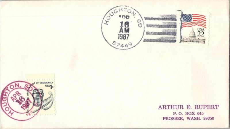 United States South Dakota Houghton 57449 1987 4-bar  1986-2004  Philatelic.