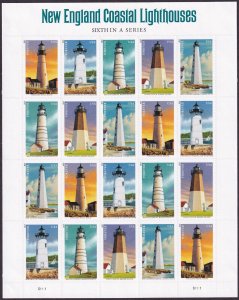 Scott #4795a (4791a-95) New England Lighthouses &FDC Sheet of 20 Stamps - Sealed