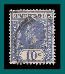 Straits Settlements 1918 George V, 10c used  159,SG203