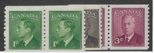 Canada Sc #297-299  coils set of 3 in pairs NH VF