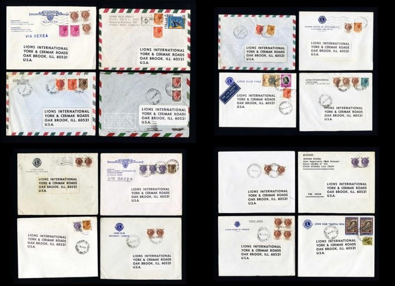 80 Lions Club of Europe Covers to Lions International, USA - 1975 to 1978