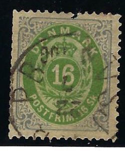 Denmark SC#20 Used Fine cut perfs/ink spot SCV$175.00...Worth a Close Look!