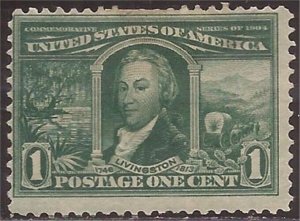 US Stamp - 1904 1c Louisiana Purchase Exposition - Stamp MHR w/Small Thin #323