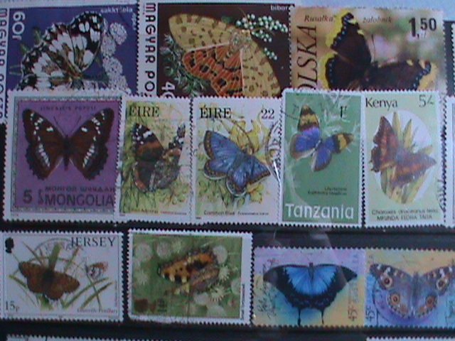 ​WORLDWIDE COLORFUL BEAUTIFUL LOVELY BUTTERFLIES 80 DIFFERENT  USED VF EST. $62