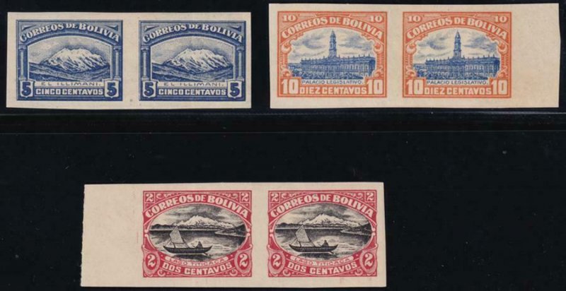 Bolivia 1916 SC 111a, 115a and 116a MNH 
