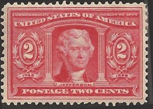# 324 MINT HINGED CARMINE THOMAS JEFFERSON