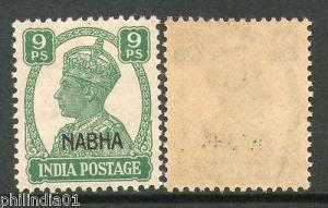 India Nabha State 9ps KG VI Postage Stamp SG 107 / Sc 102 Cat £3 MNH