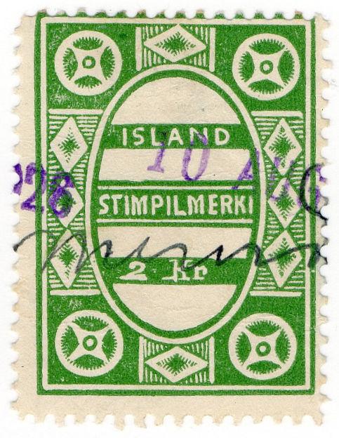 (I.B) Iceland Revenue : Duty Stamp 2Kr