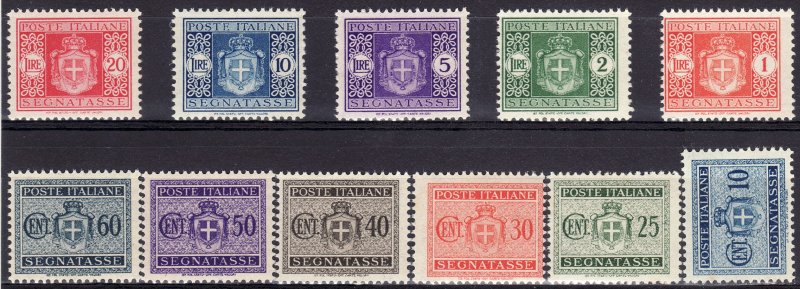 1945 - 1946 Italy postage due full set Wmk 277 MNH Sc# J54 / J64 CV $175.00