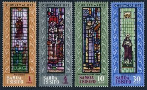 Samoa 379-382,382a,MNH. Mi 272-275, Bl.4. Christmas 1972. Window, Apia Churches.
