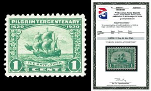 Scott 548 1920 1c Pilgrim Tercentenary Issue Graded XF 95 LH with PSE CERT