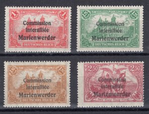 GERMANY PLEBISCITE MARIENWERDER SCOTT 36-39 PERFECT MNH